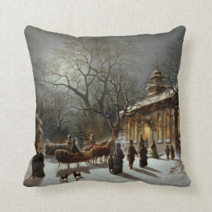 Vintage Christmas Eve scene Cushion
