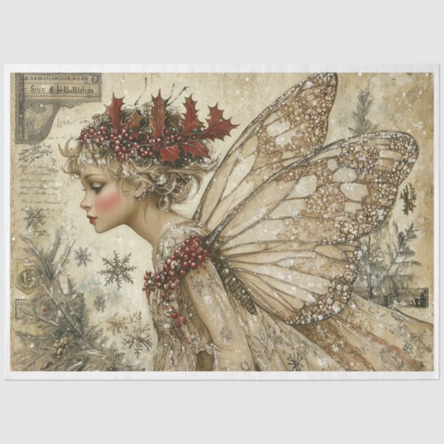 Vintage Christmas Fairy Tissue Paper (Front)