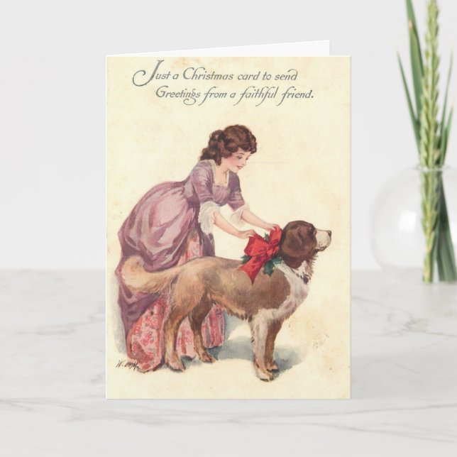Vintage Christmas - Faithful Friends, Holiday Card (Front)