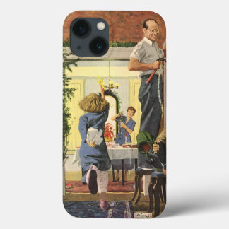 Vintage Christmas, Family Decorating the House iPhone 13 Case