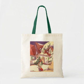 Vintage Christmas, Family House in the Snow Tote Bag