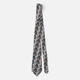 Vintage Christmas, Family Stringing Lights on Tree Tie