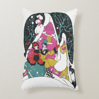 Vintage Christmas, Fancy Victorian Town People Decorative Cushion