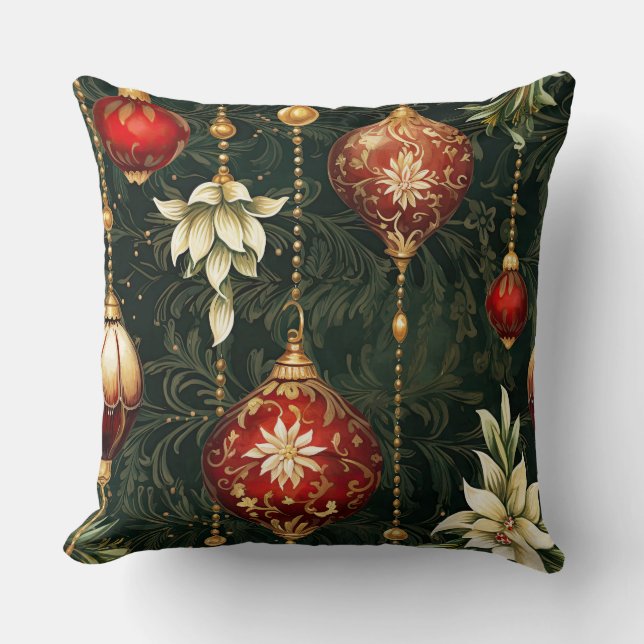 Vintage Christmas fantasy Floral Pattern Cushion (Front)