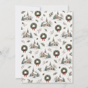 Vintage Christmas Flat Card VT 1 – Wreath & Church