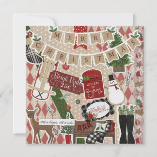 Vintage Christmas Flat Greeting Card