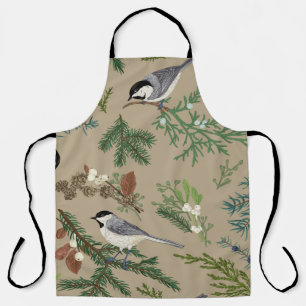 Vintage Christmas: Floral Juniper Mistletoe. Apron