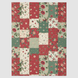 Vintage Christmas Floral Quilt Pattern Decoupage Tissue Paper