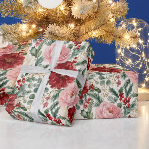 Vintage Christmas Floral Wrapping Paper