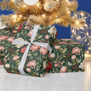Vintage Christmas Floral Wrapping Paper