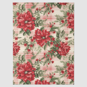 Vintage Christmas Florals Decoupage  Tissue Paper