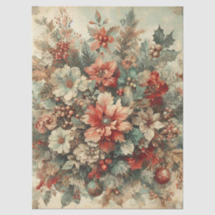 Vintage Christmas Florals Decoupage  Tissue Paper