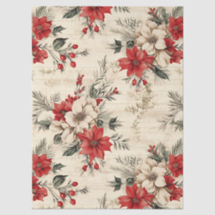 Vintage Christmas Florals Decoupage  Tissue Paper
