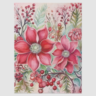 Vintage Christmas Florals Decoupage  Tissue Paper