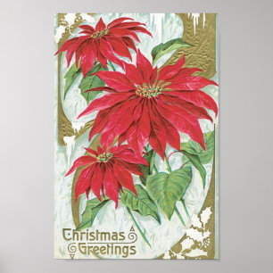 Vintage Christmas Flowers Poster