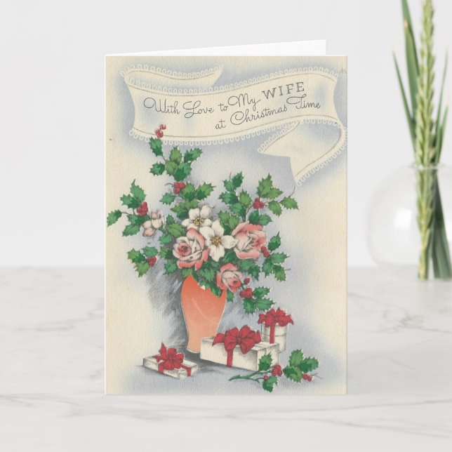 Vintage Christmas For My Wife Holiday Card (Front)