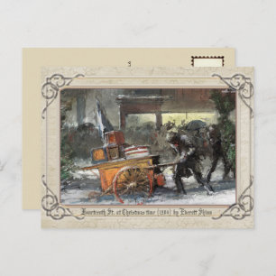 Vintage Christmas Fourteenth St. at Christmas Time Postcard