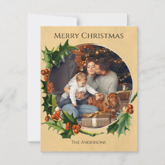 Vintage Christmas frame family photo card