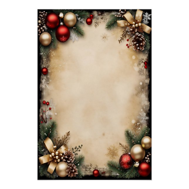 Vintage Christmas Frame Poster (Front)