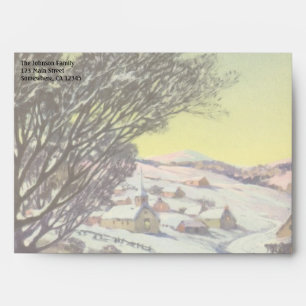 Vintage Christmas,  Frozen Lake with Ice Skaters Envelopes