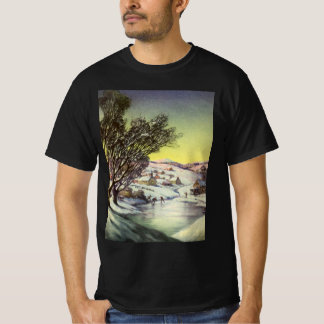 Vintage Christmas,  Frozen Lake with Ice Skaters T-Shirt