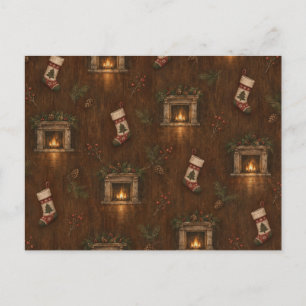 Vintage Christmas FT C OZ 2 – Fireplace & Stocking Holiday Postcard