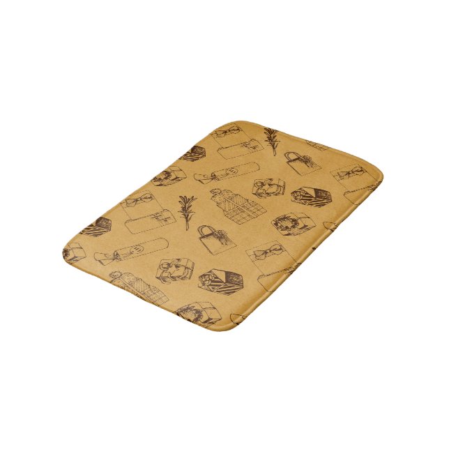 vintage christmas  gift box pattern bath mat (Angled)