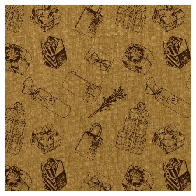 vintage christmas  gift box pattern fabric (Swatch)