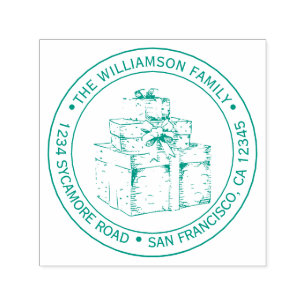 Vintage Christmas Gift Image Round Return Address  Self-inking Stamp
