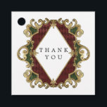 Vintage Christmas Gilded Grunge Harlequin Favour Tags<br><div class="desc">Vintage christmas themed favour tags featuring an ornate golden gilded frame with burgundy and green harlequin patterns. A lace pattern on the reverse completes the scenario.</div>