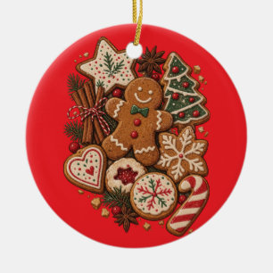 Vintage Christmas Gingerbread Cookies & Holiday Ceramic Tree Decoration