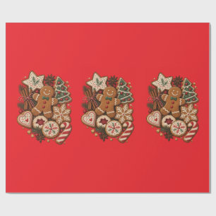Vintage Christmas Gingerbread Cookies & Holiday Wrapping Paper