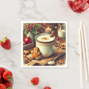 Vintage Christmas Gingerbread Hot Milk Decoupage Napkin
