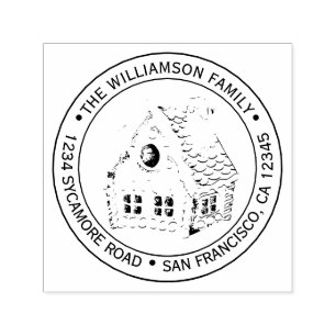 Vintage Christmas Gingerbread House Return Address Self-inking Stamp