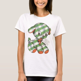 Vintage Christmas Gingham Puppy Dog Stuffed Animal T-Shirt