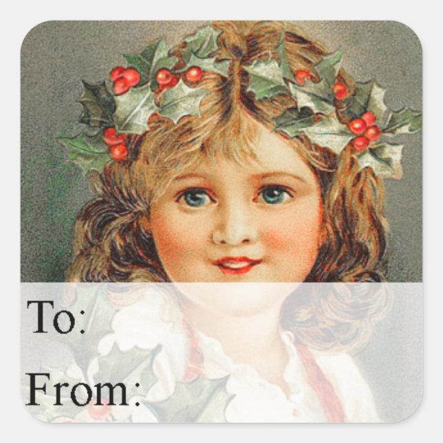 Vintage Christmas Girl Gift Tag (Front)