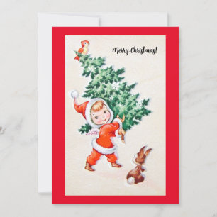 Vintage Christmas Girl Holiday Card