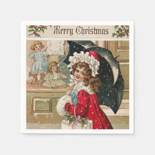 Vintage Christmas Girl Holiday paper napkins
