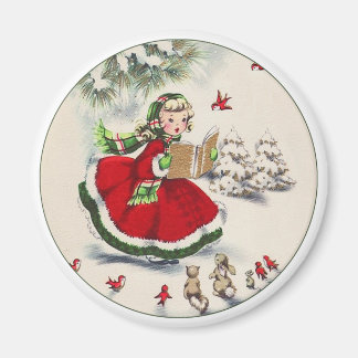 Vintage Christmas Girl Magnet