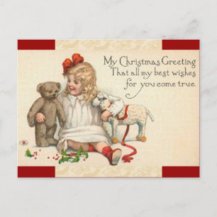 Vintage Christmas Girl Postcard
