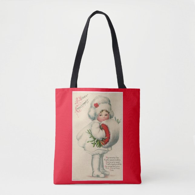 Vintage Christmas Girls Tote Bag (Front)