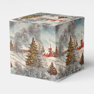 Vintage Christmas Glittering Winter Village Favour Box