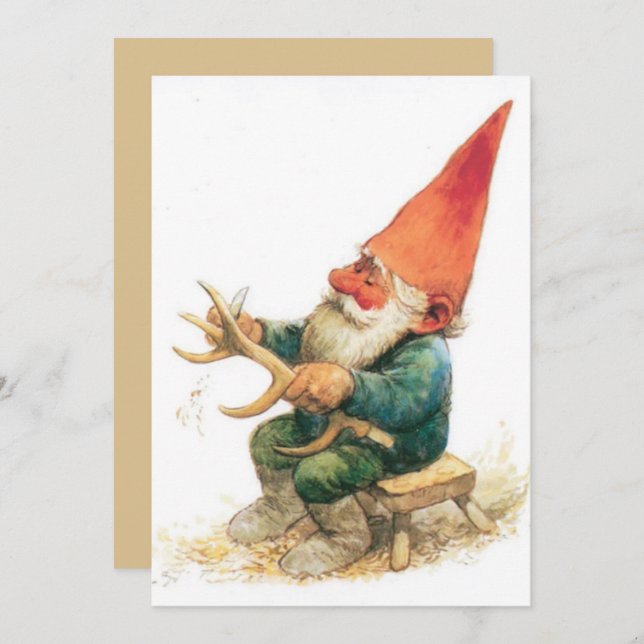 Vintage Christmas Gnome Holiday Card (Front/Back)