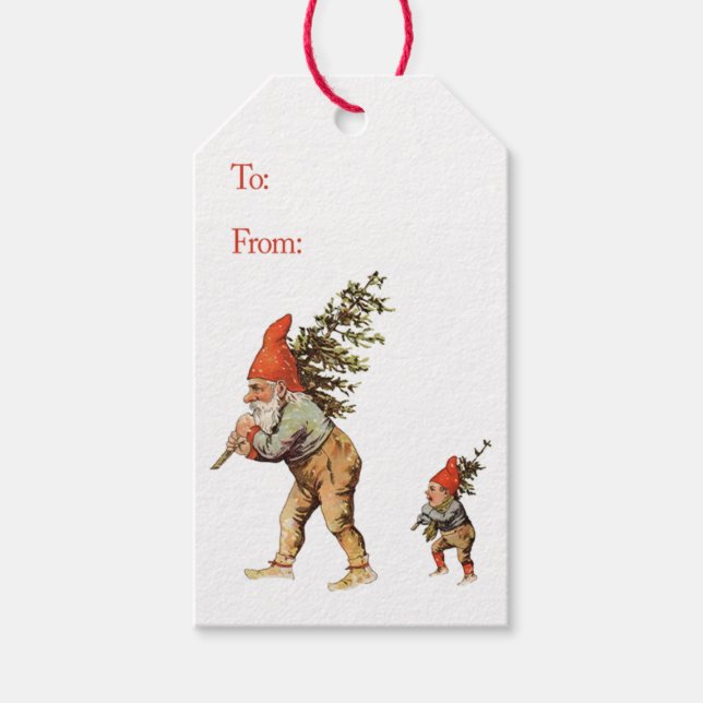 Vintage Christmas Gnomes Gift Tag (Front)
