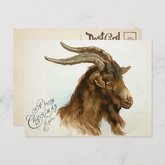 Vintage Christmas Goat Postcard (Front/Back)
