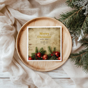 Vintage Christmas Gold Paper Napkin   Classic
