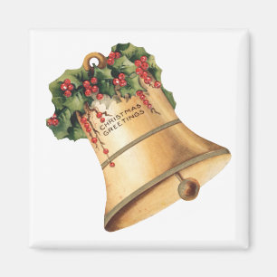 Vintage Christmas Golden Bells, Season's Greetings Magnet