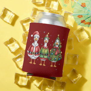 Vintage Christmas Goose Santa Duck Silly Goose Can Cooler