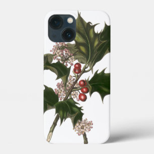 Vintage Christmas, Green Holly Plant with Berries iPhone 13 Mini Case