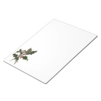Vintage Christmas, Green Holly Plant with Berries Notepad